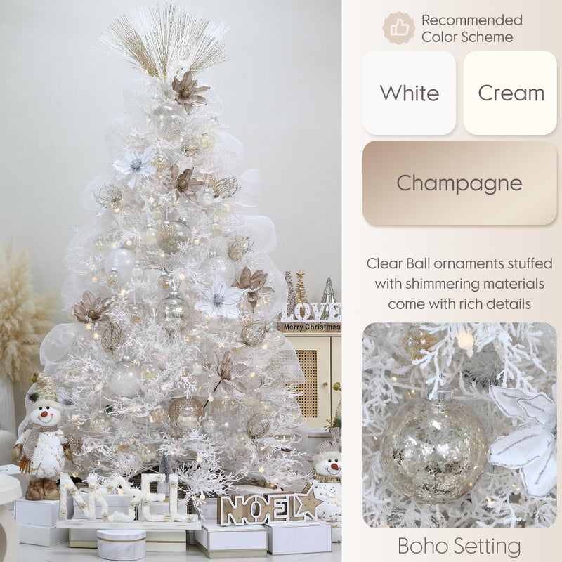 Sea Team 70mm/2.76" Shatterproof Clear Plastic Christmas Tree Ball Ornaments Set, Decorative Hanging Transparent Xmas Baubles with Stuffed Delicate Decorations (24 Counts, Champagne) - Image 3
